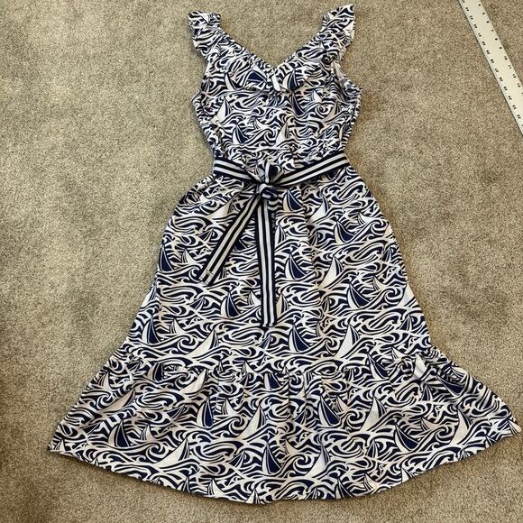 Vineyard Vines x Target medium ruffle belted nautical pockets dress D4 2469 - Picture 9 of 13